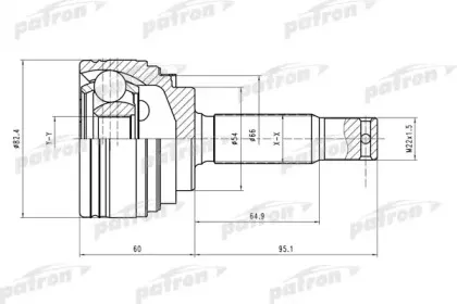 PCV2023 PATRON Шарнирный комплект, приводной вал