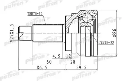 PCV3006 PATRON Шарнирный комплект, приводной вал