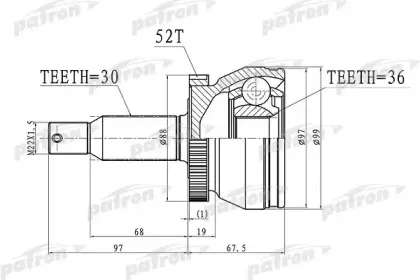 PCV3072 PATRON Шарнирный комплект, приводной вал
