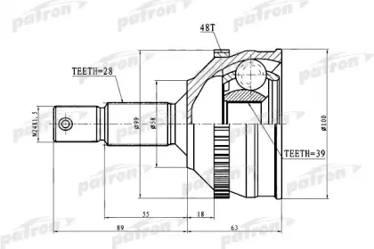 PCV3083 PATRON Шарнирный комплект, приводной вал