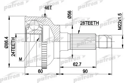 PCV3295 PATRON Шарнирный комплект, приводной вал