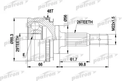 PCV9012 PATRON Шарнирный комплект, приводной вал