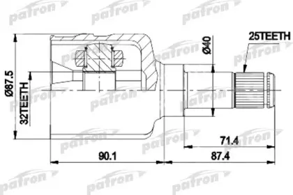 PCV9536 PATRON Шарнирный комплект, приводной вал
