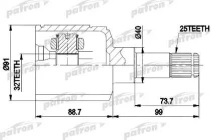 PCV9538 PATRON Шарнирный комплект, приводной вал