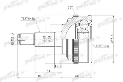 PCV9574 PATRON Шарнирный комплект, приводной вал
