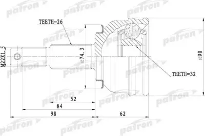PCV9819 PATRON Шарнирный комплект, приводной вал