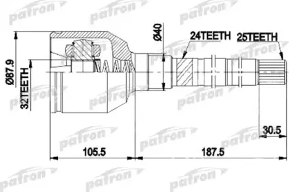 PCV9938 PATRON Шарнирный комплект, приводной вал