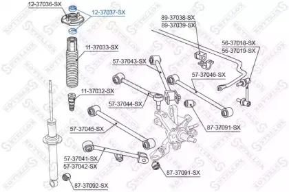 12-37037-SX STELLOX Подшипник качения, опора стойки амортизатора