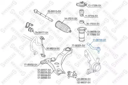 51-00100-SX STELLOX Наконечник поперечной рулевой тяги