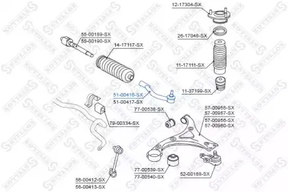 51-00416-SX STELLOX Наконечник поперечной рулевой тяги