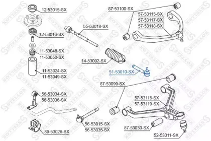 51-53010-SX STELLOX Наконечник поперечной рулевой тяги