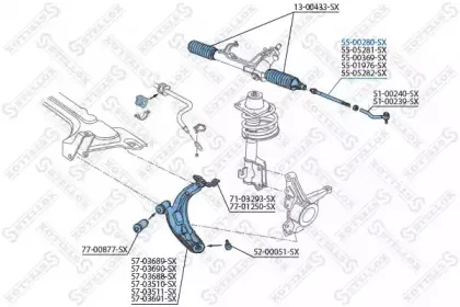 55-00280-SX STELLOX Осевой шарнир, рулевая тяга