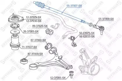 5537007SX STELLOX Осевой шарнир, рулевая тяга