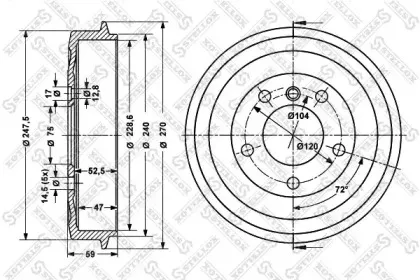 6025-1505-SX STELLOX Тормозной барабан