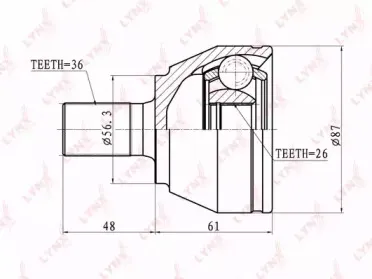 CO-3058 LYNXauto Шарнирный комплект, приводной вал