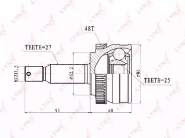 CO-3626A LYNXauto Шарнирный комплект, приводной вал