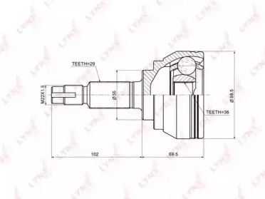 CO-3661 LYNXauto Шарнирный комплект, приводной вал