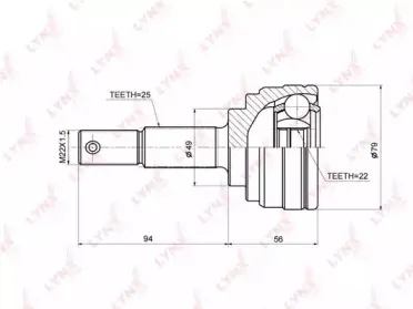 CO3678 LYNXauto Шарнирный комплект, приводной вал