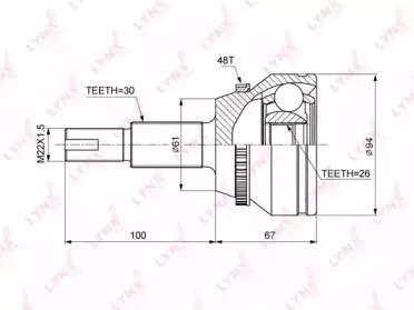 CO-3692A LYNXauto Шарнирный комплект, приводной вал