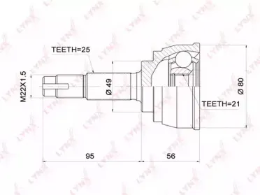CO-3705 LYNXauto Шарнирный комплект, приводной вал