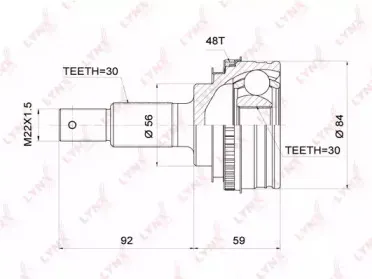 CO-3710A LYNXauto Шарнирный комплект, приводной вал