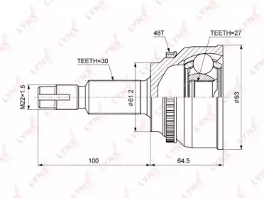 CO3752A LYNXauto Шарнирный комплект, приводной вал
