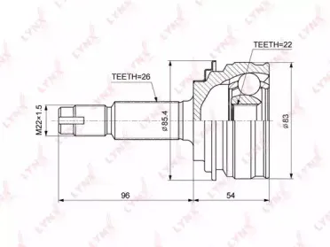 CO3754 LYNXauto Шарнирный комплект, приводной вал