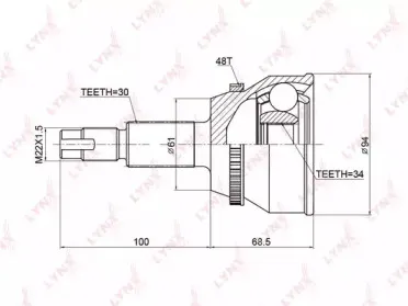 CO3758A LYNXauto Шарнирный комплект, приводной вал