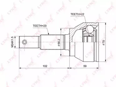 CO3868 LYNXauto Шарнирный комплект, приводной вал