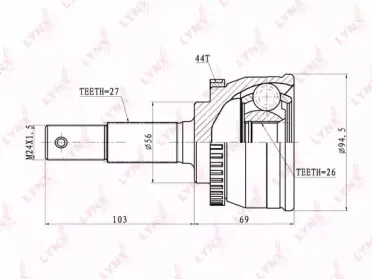 CO-5727A LYNXauto Шарнирный комплект, приводной вал