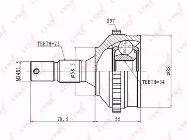 CO-6102A LYNXauto Шарнирный комплект, приводной вал