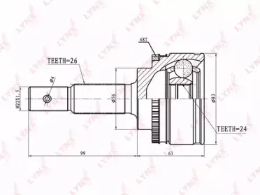 CO-7504A LYNXauto Шарнирный комплект, приводной вал