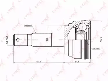 CO-7536 LYNXauto Шарнирный комплект, приводной вал