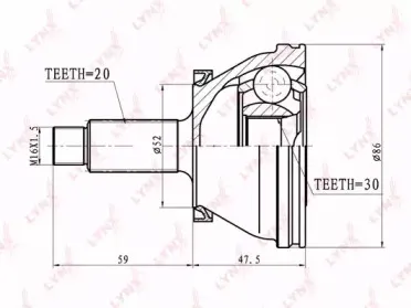 CO-8019 LYNXauto Шарнирный комплект, приводной вал