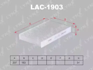 LAC-1903 LYNXauto Фильтр, воздух во внутренном пространстве