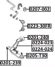 0201-239 ASVA Подвеска, рычаг независимой подвески колеса