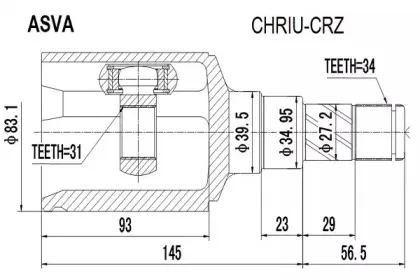 CHRIU-CRZ ASVA Шарнирный комплект, приводной вал