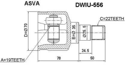 DWIU-556 ASVA Шарнирный комплект, приводной вал