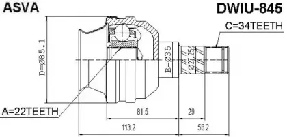 DWIU-845 ASVA Шарнирный комплект, приводной вал