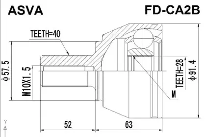 FD-CA2B ASVA Шарнирный комплект, приводной вал