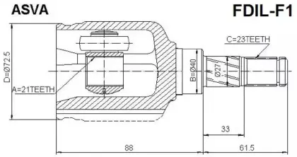 FDIL-F1 ASVA Шарнирный комплект, приводной вал