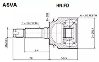 HN-FD ASVA Шарнирный комплект, приводной вал