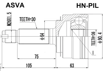 HN-PIL ASVA Шарнирный комплект, приводной вал