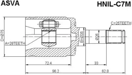 HNIL-C7M ASVA Шарнирный комплект, приводной вал