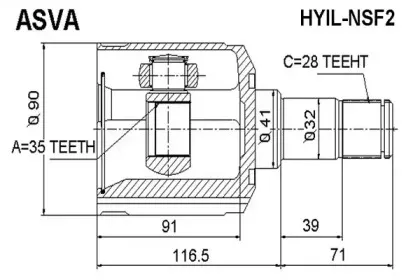 HYIL-NSF2 ASVA Шарнирный комплект, приводной вал