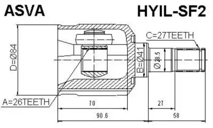 HYIL-SF2 ASVA Шарнирный комплект, приводной вал