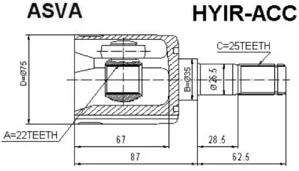 HYIR-ACC ASVA Шарнирный комплект, приводной вал
