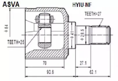 HYIUNF ASVA Шарнирный комплект, приводной вал
