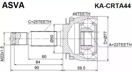 KA-CRTA44 ASVA Шарнирный комплект, приводной вал