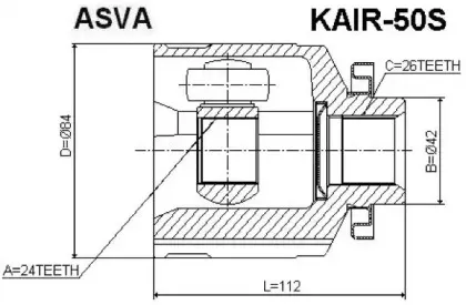 KAIR-50S ASVA Шарнирный комплект, приводной вал